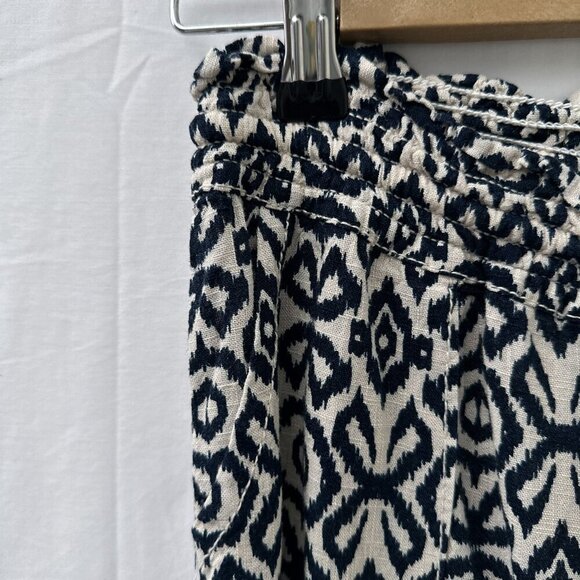 Cali1850 Navy White Smocked Drawstring Waist Wide Leg Pants Linen Blend Women S - Picture 10 of 16